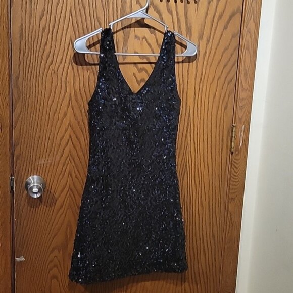 Amber Blue Sleeveless Sparkle Dress Size Medium - Picture 1 of 7